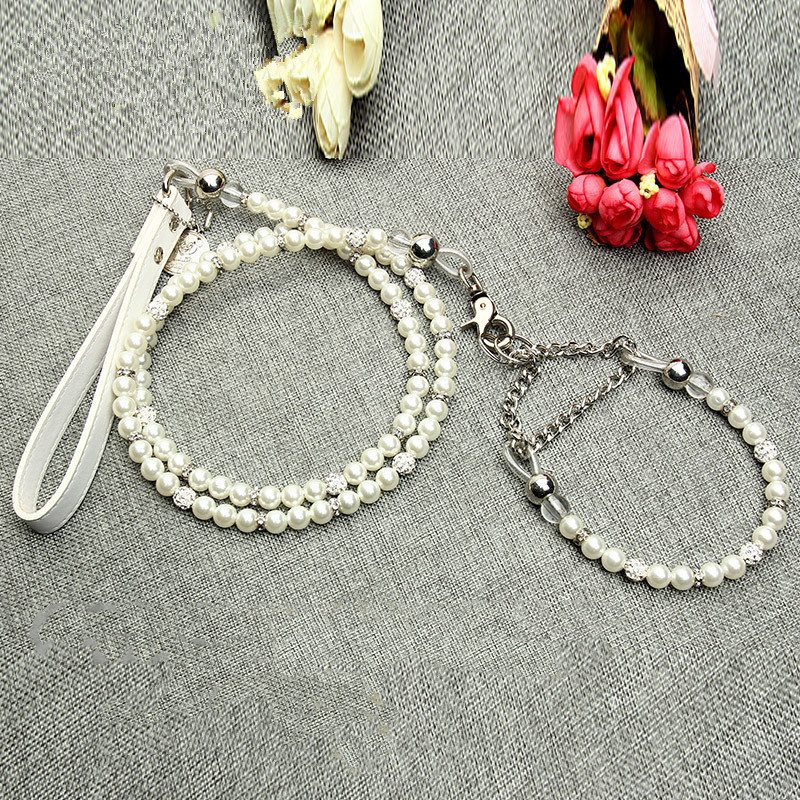 Pearl Collar Dog Leash Set