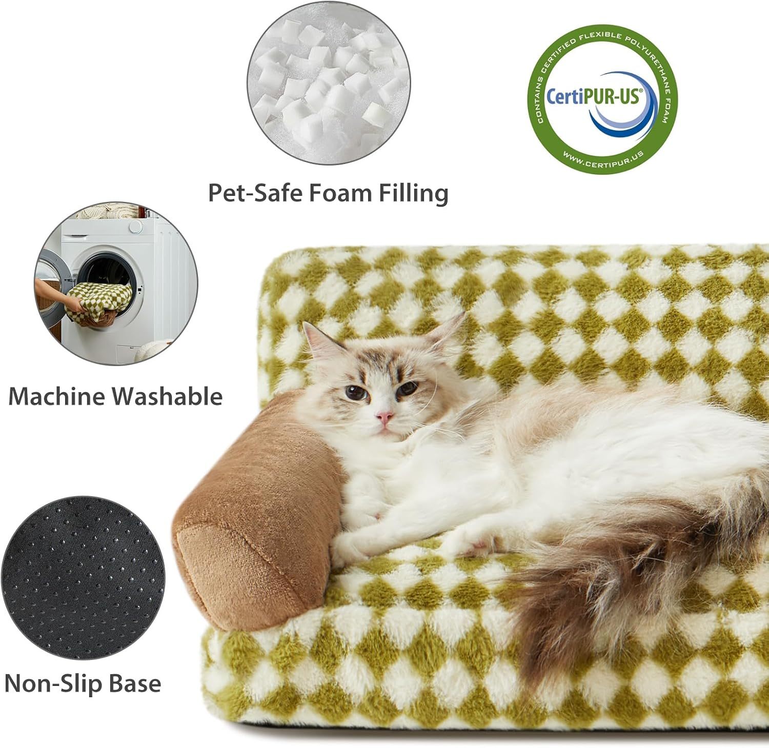 Checkered Washable Pet Sofa Bed - Image 8