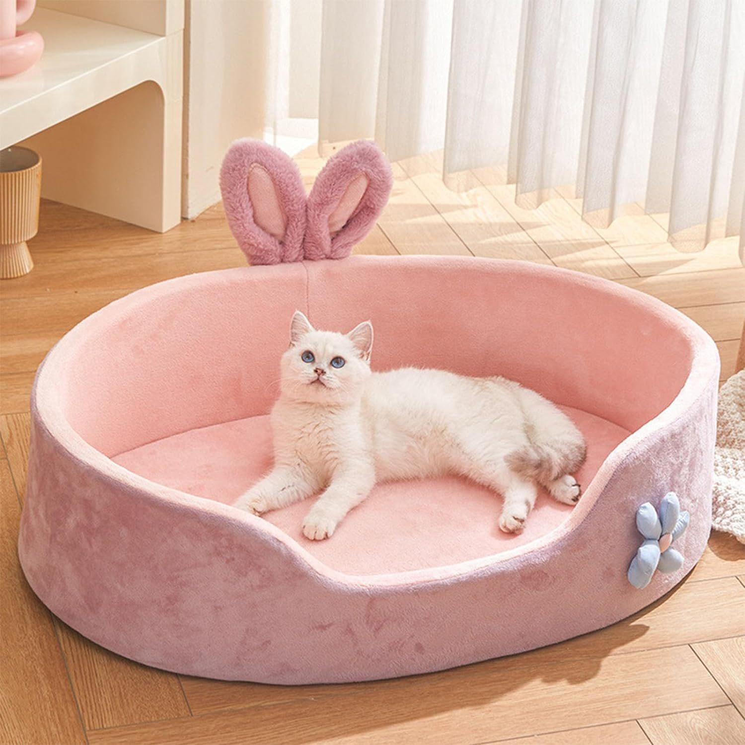 Pink Rabbit Ear Calming Pet Bed - Image 3