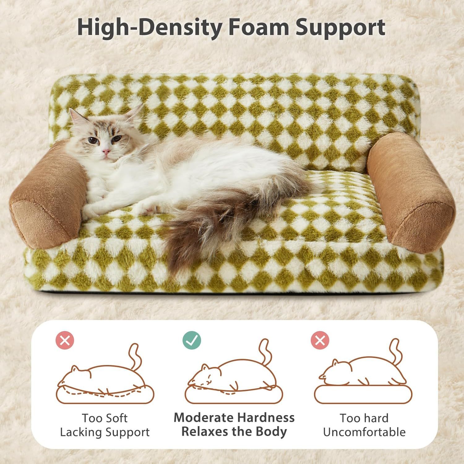Checkered Washable Pet Sofa Bed - Image 10