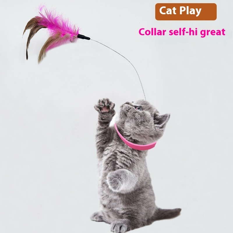 Collar Cat Self-Happiness Relief Toy Suit Collar Feather Bell