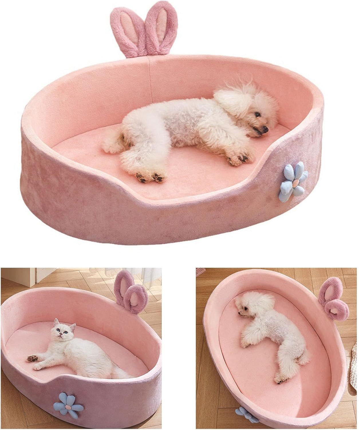 Pink Rabbit Ear Calming Pet Bed - Image 7