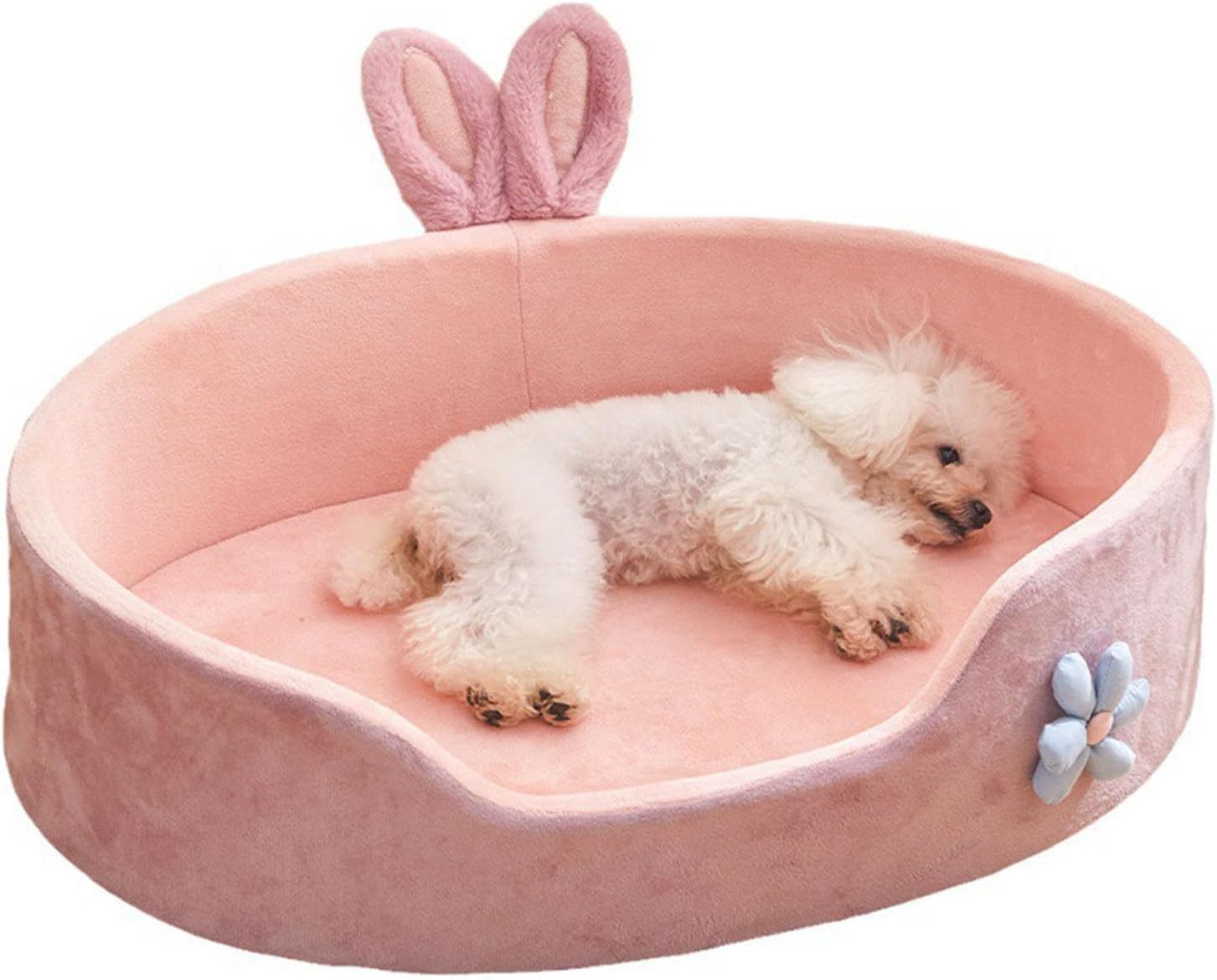 Pink Rabbit Ear Calming Pet Bed