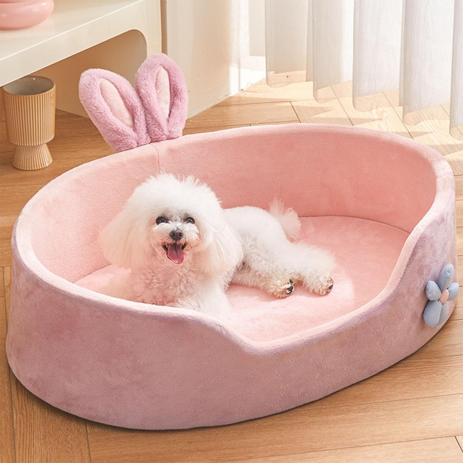 Pink Rabbit Ear Calming Pet Bed - Image 5