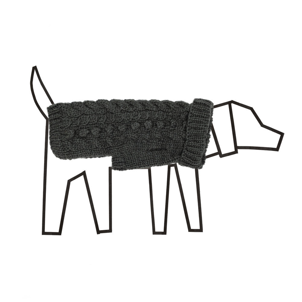 Cable Knit Bobble Turtleneck Grey for Dogs