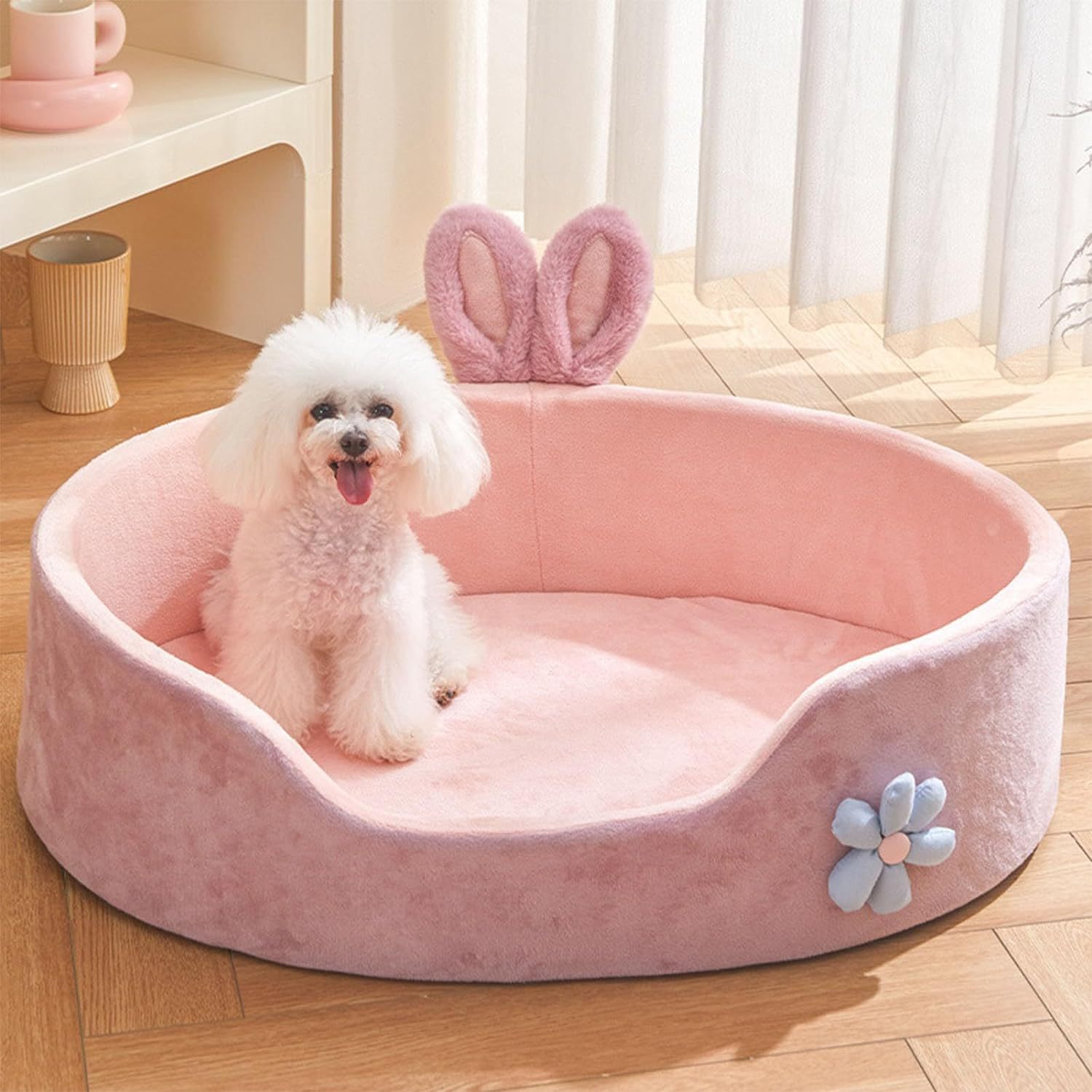 Pink Rabbit Ear Calming Pet Bed - Image 4