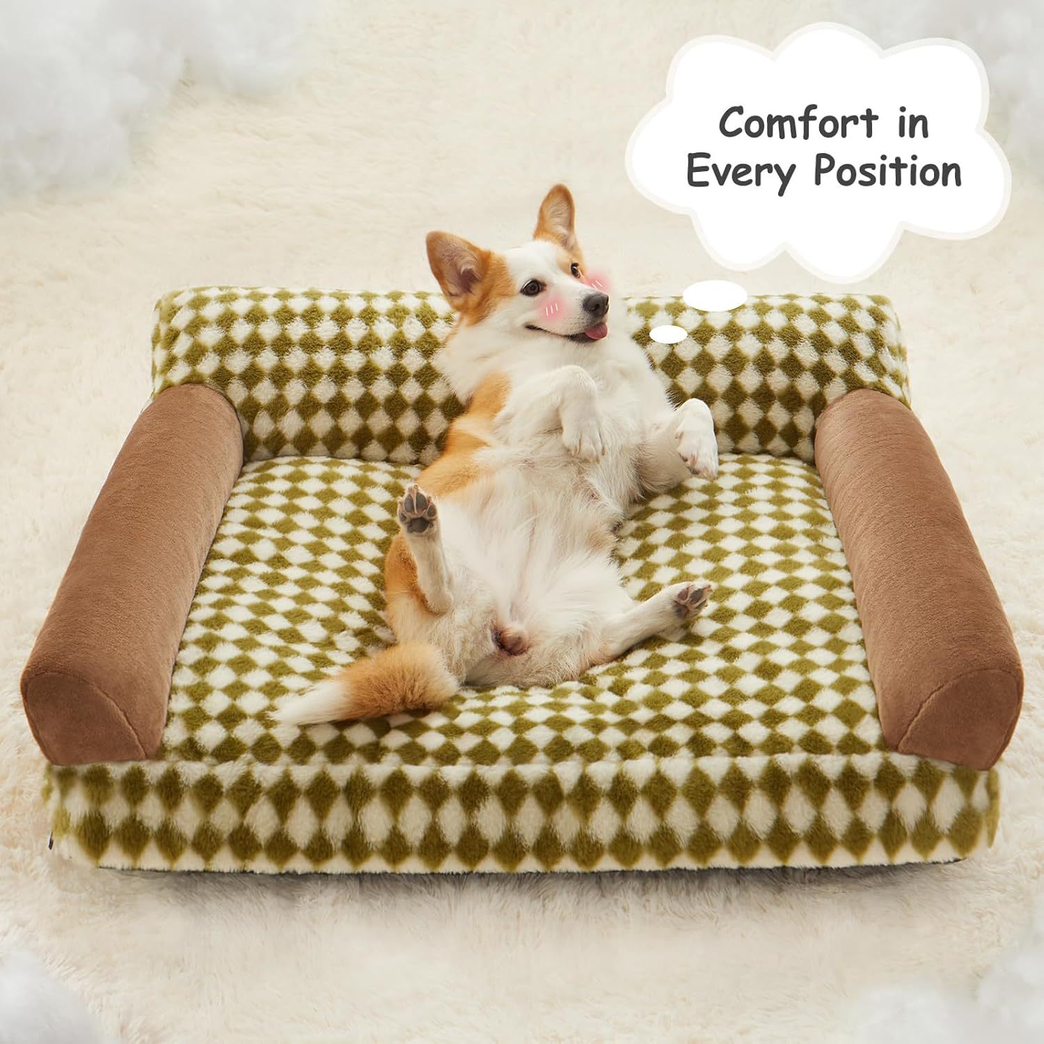 Checkered Washable Pet Sofa Bed - Image 2