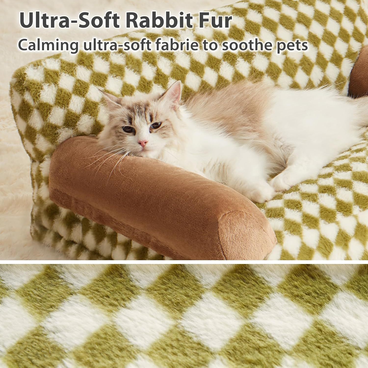 Checkered Washable Pet Sofa Bed - Image 5