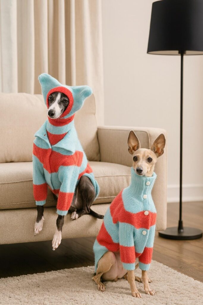 Knit Dog Sweater And Hood Set For Small And Medium
