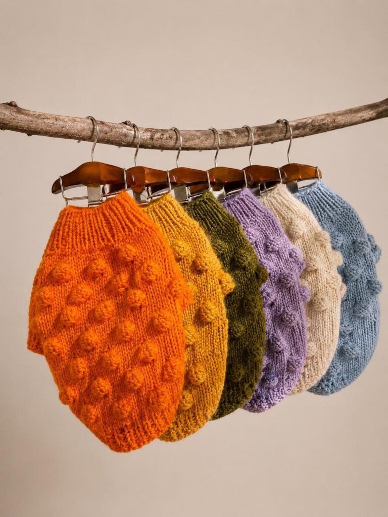 Textured Fluffy Knit Dog Sweater With Raised Bump Pattern