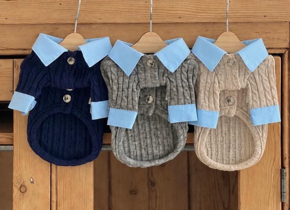 Preppy Cable Knit Dog Cardigan